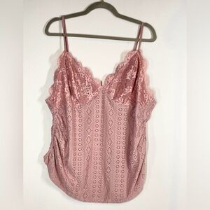 SHEIN Pink Lace Tank Top 4x